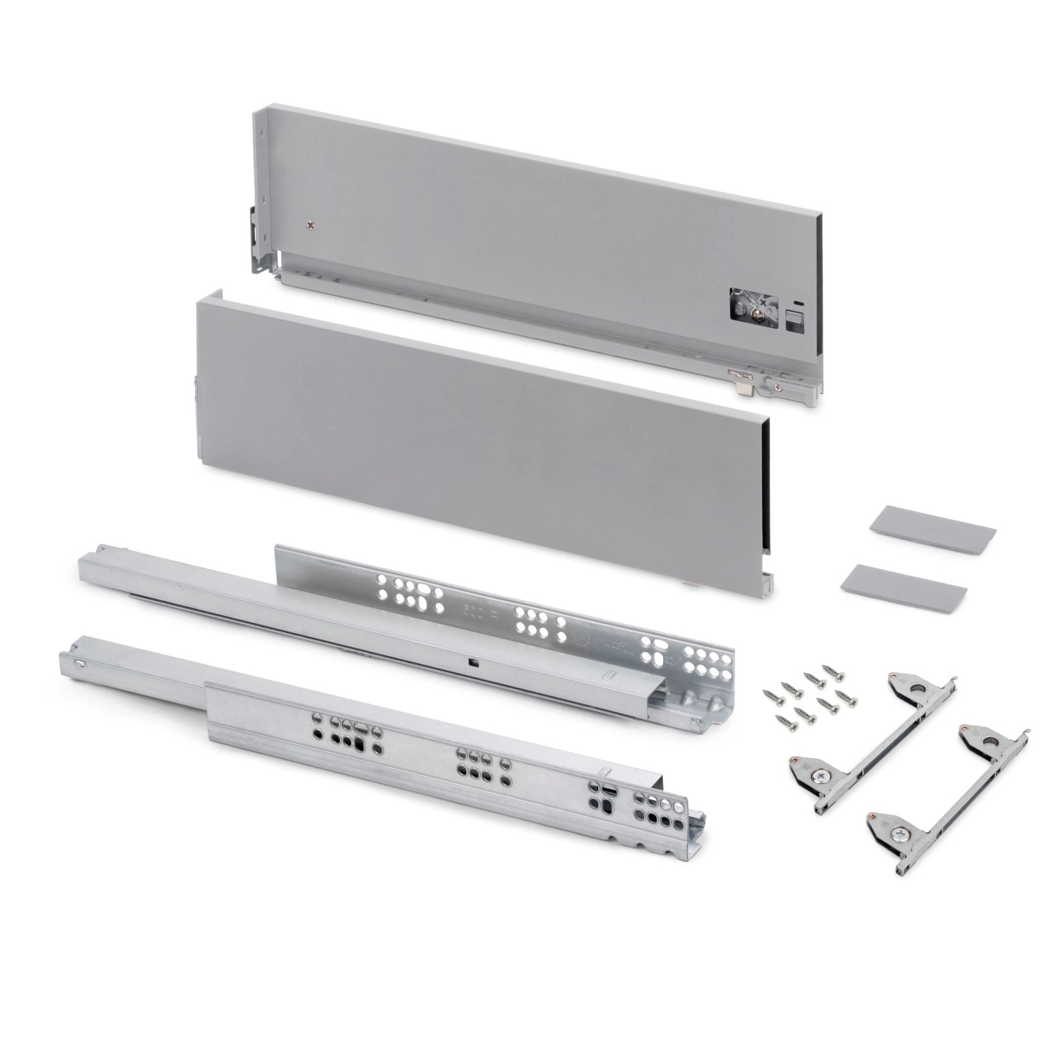Emuca Aussenschublade Vertex mit 3D-Regelung Höhe 178 mm 40 kg Tiefe 350 mm Stahl Grau Metallic