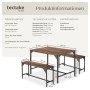 Tectake Sitzgruppe Bolton 3 Teilig Esstisch Mit 2 Sitzbänken  100 x 130 x 75 cm Industrial Holz Dunkel  Rustikal_6