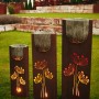 Ferrum Art Design Säulen-Set Stone, 3 Säulen in Rostoptik mit Pflanzgefäßen und Blumenornamenten.