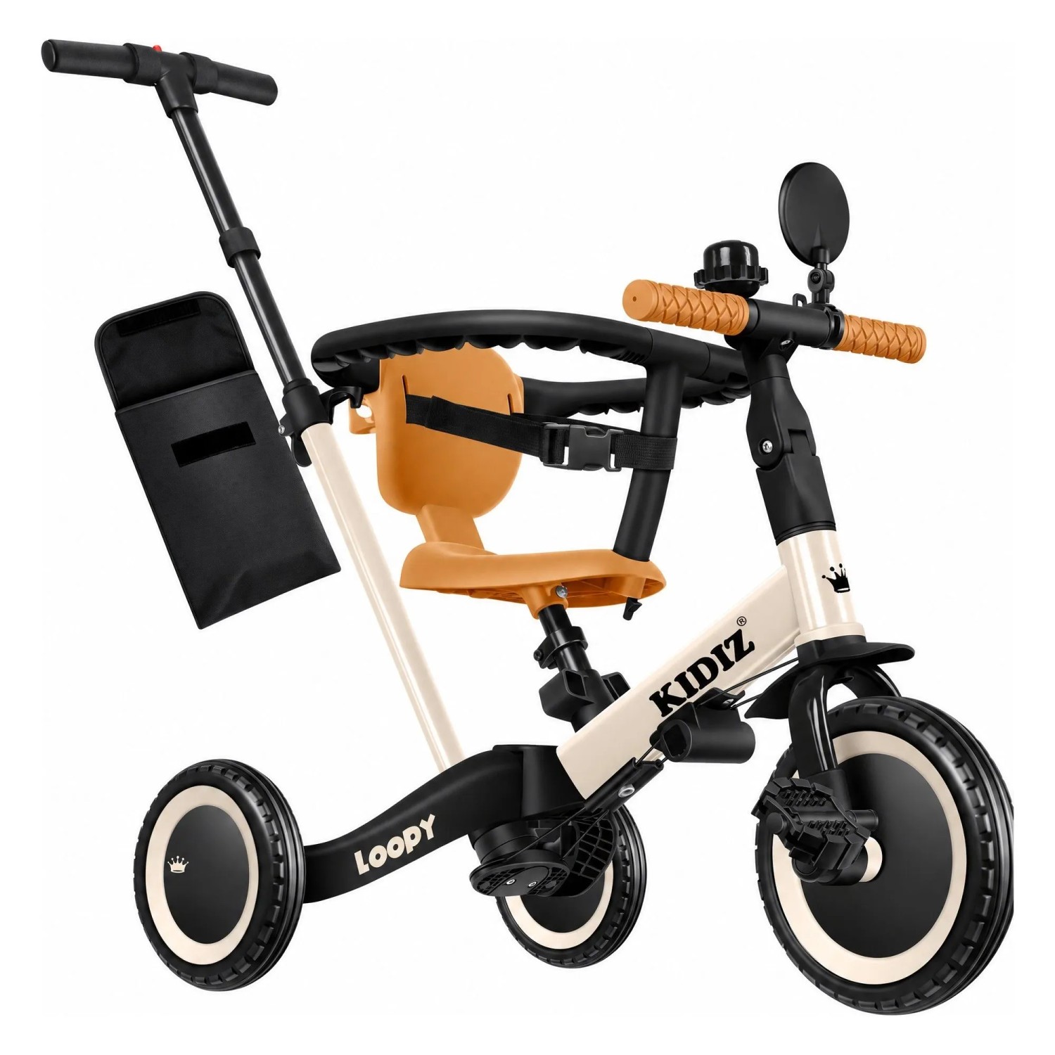 KIDIZ Laufrad Dreirad 6in1 Bis 25 kg mit Sicherheitsbügel Beige