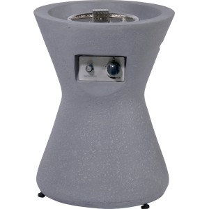 Graue Dobar Outdoor-Feuerschale Conico (Ø 48 cm) mit Gasflamme und Lavasteinen.