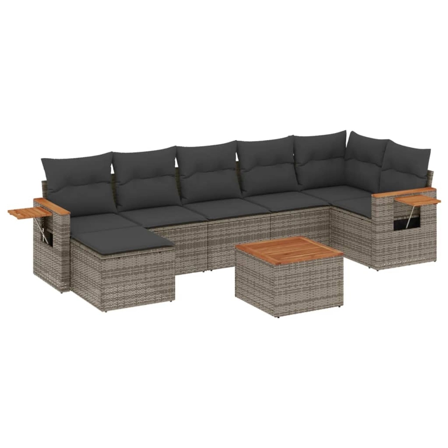 vidaXL 8-Tlg Garten-Sofagarnitur mit Kissen Grau Poly Rattan 3227040 günstig online kaufen