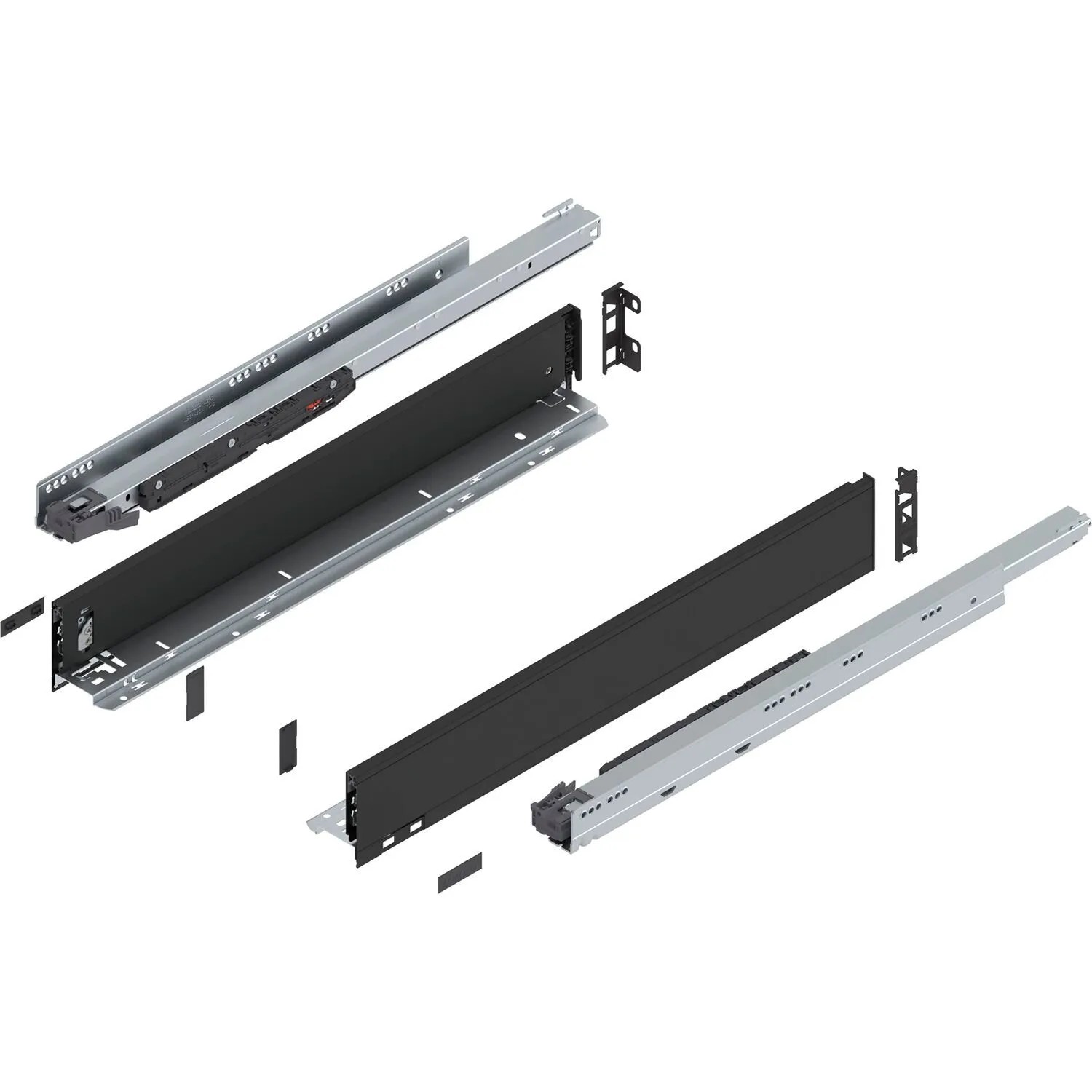 Blum Legrabox Pure Set Höhe N Tip-On Vollauszug 600 mm 70 kg Carbonschwarz 1 Paar