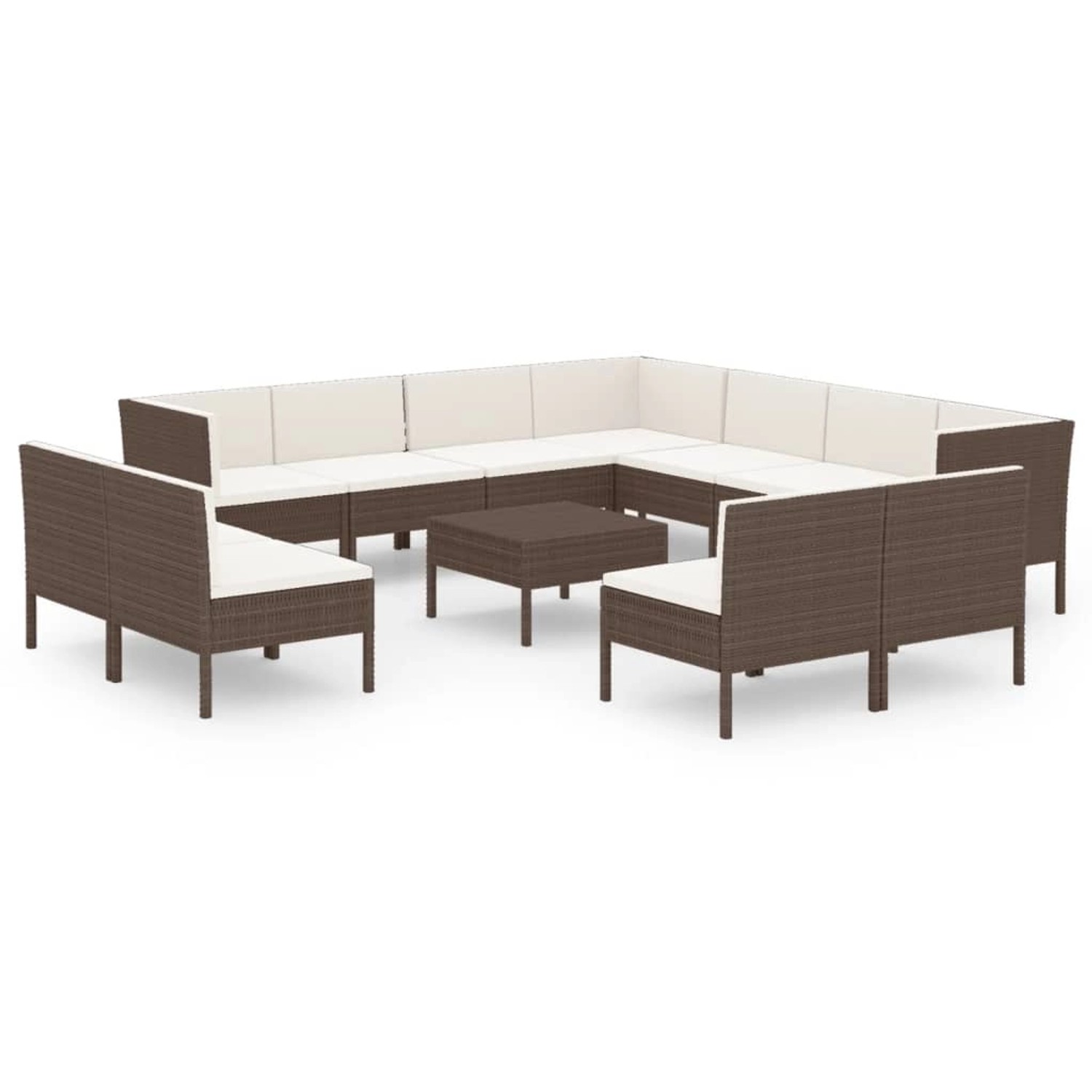 vidaXL 12-tlg Garten-Lounge-Set mit Auflagen Poly Rattan Braun Modell 4