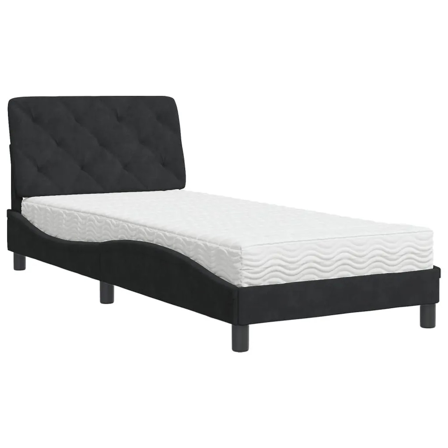 vidaXL Bett mit Matratze Schwarz 90x200 cm Samt 3208636