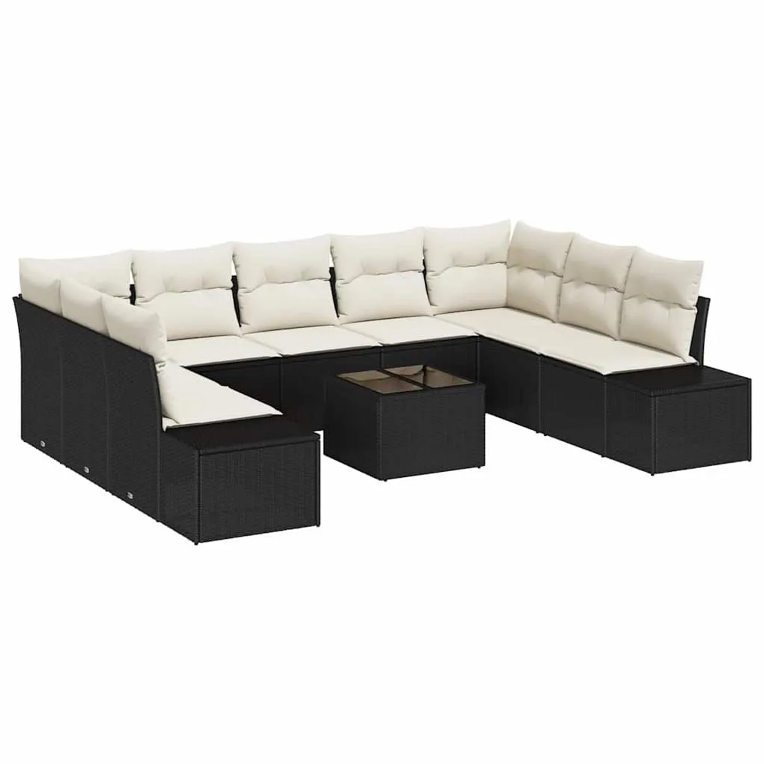 vidaXL Gartensofa-set mit Kissen 9-Tlg Schwarz und Creme Poly-Rattan 335589 günstig online kaufen