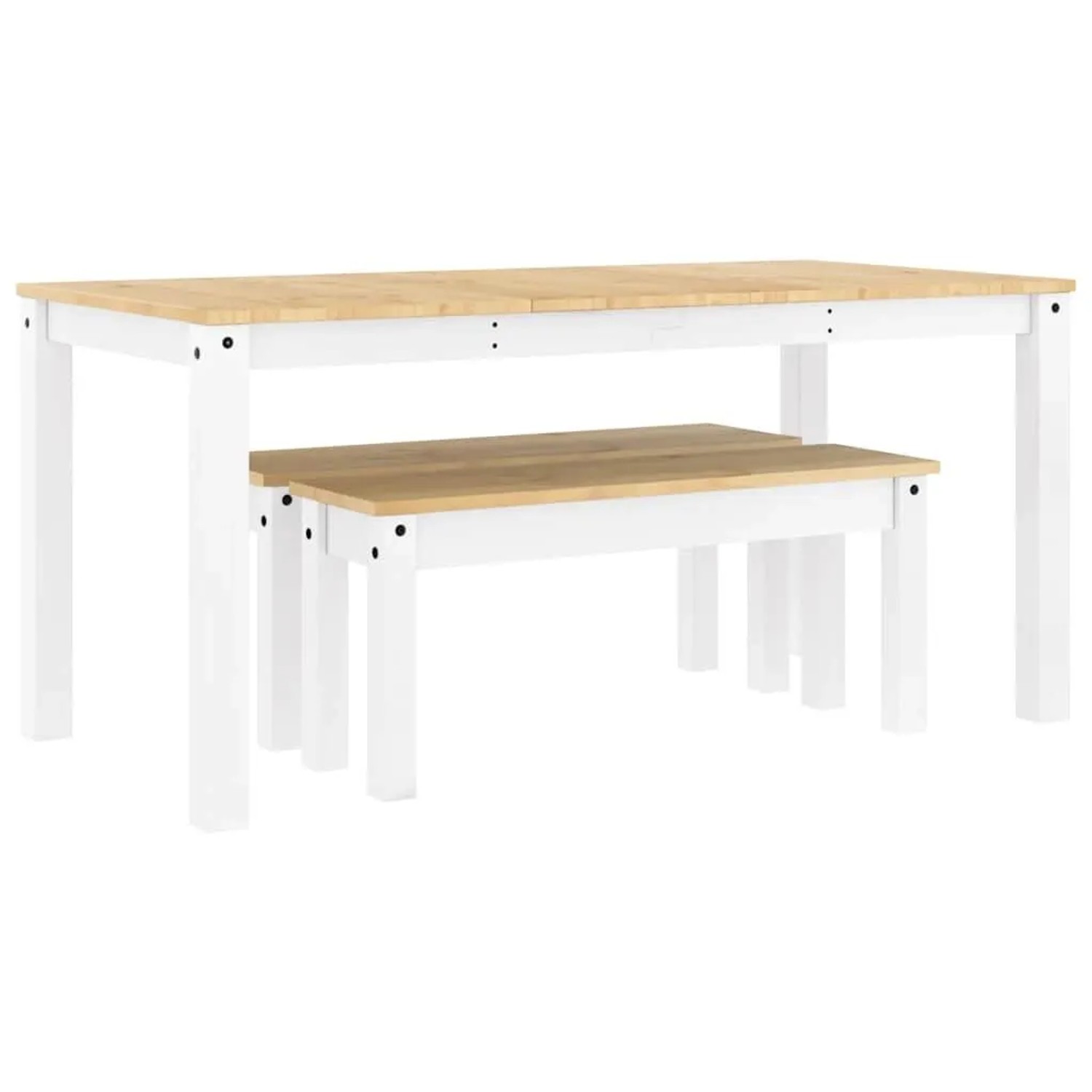 vidaXL 3 Tlg Essgruppe PANAMA Weiß Massivholz Kiefer 3345175