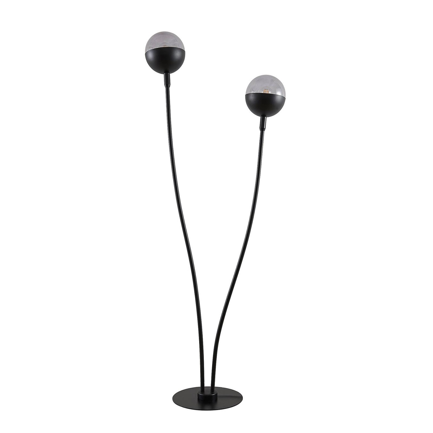 Lucande Stehlampe Dustian 9639216 Design Modern in Schwarz aus Glas 2-flammig E27 Wohnzimmerleuchte