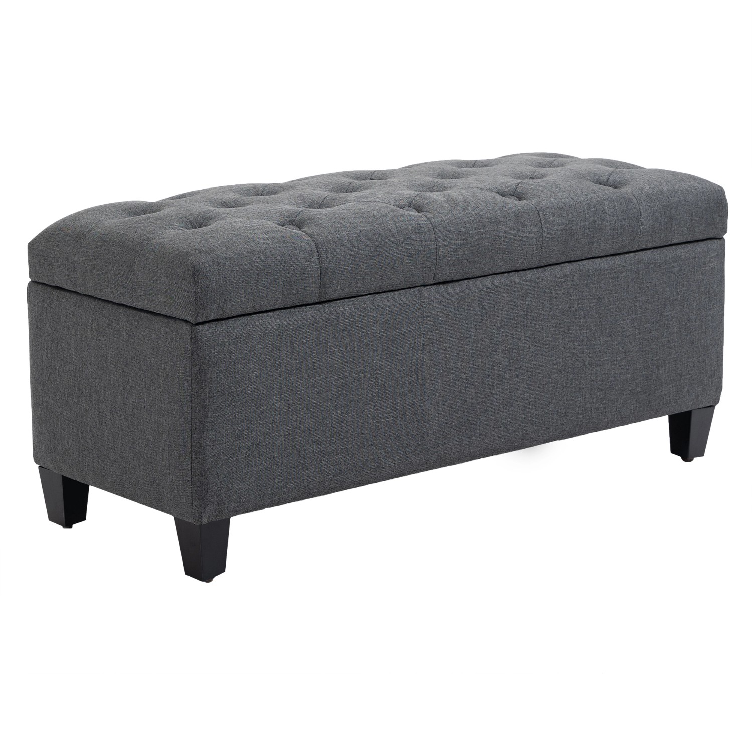 HOMCOM Sitzbank mit Stauraum Polyester Gummiholz Dunkelgrau 100 x 40 x 44 cm