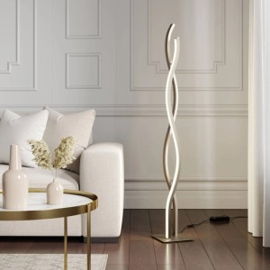 Lucande LED Stehlampe Mairia 9639183 Dimmbar Modern in Alu aus Aluminium 2-flammig Wohnzimmerleuchte