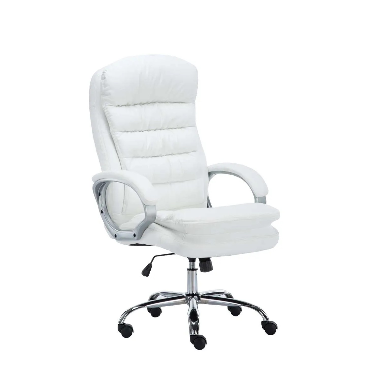 DELUKE Bürostuhl SOUK 116x68x77 Weiß Kunstleder Metall In Chromoptik Gestell Ergonomische Bürostühle Homeoffice Stuhl