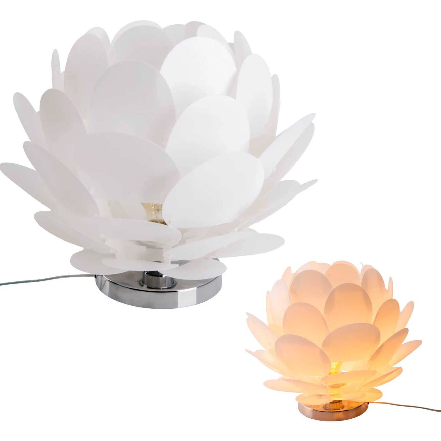 Weiße Näve Tischleuchte Fora, 41 cm, im Design einer Seerose. Moderne Tischlampe für Wohnraum.