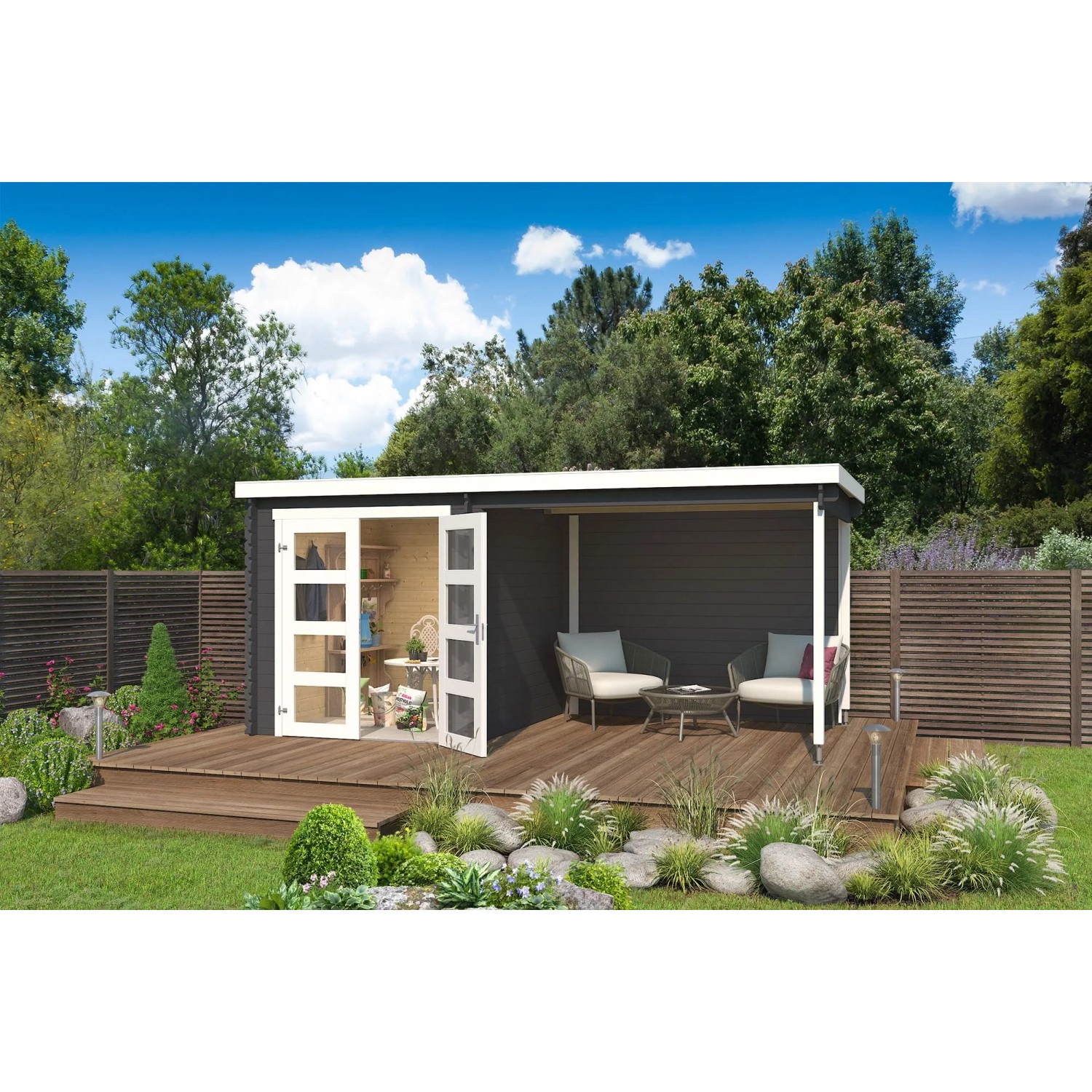 Lasita Gartenhaus Long Beach 472,2 cm x 230 cm Carbongrau