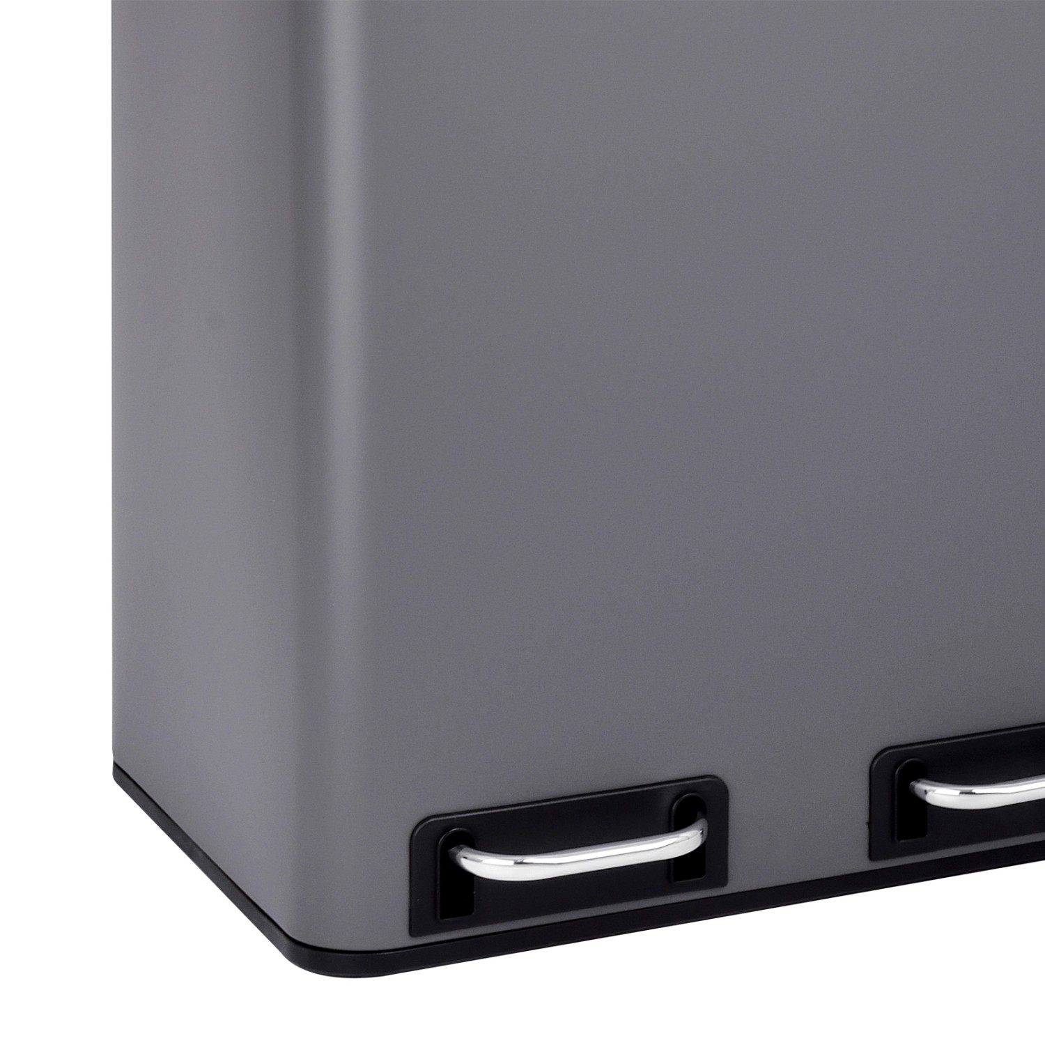 Grauer Svita Mülleimer TM3X18 mit drei Fächern und Tretpedalen für Mülltrennung.