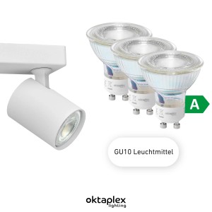 Oktaplex Bora Deckenleuchte, 3-flammig, weiß, mit GU10 LED Leuchtmitteln.