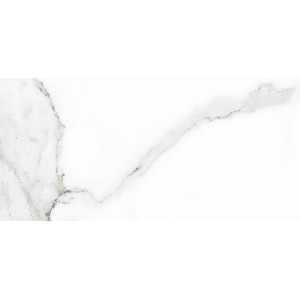 Weiße Feinsteinzeug Bodenfliese, 60x30 cm, mit Marmor-Optik für Wand und Boden.