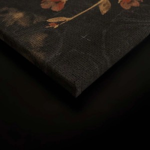 Leinwandbild mit Blumenmotiv im Vintage-Stil, braun-ocker, 90x60 cm, für Wohnzimmer und Flur.