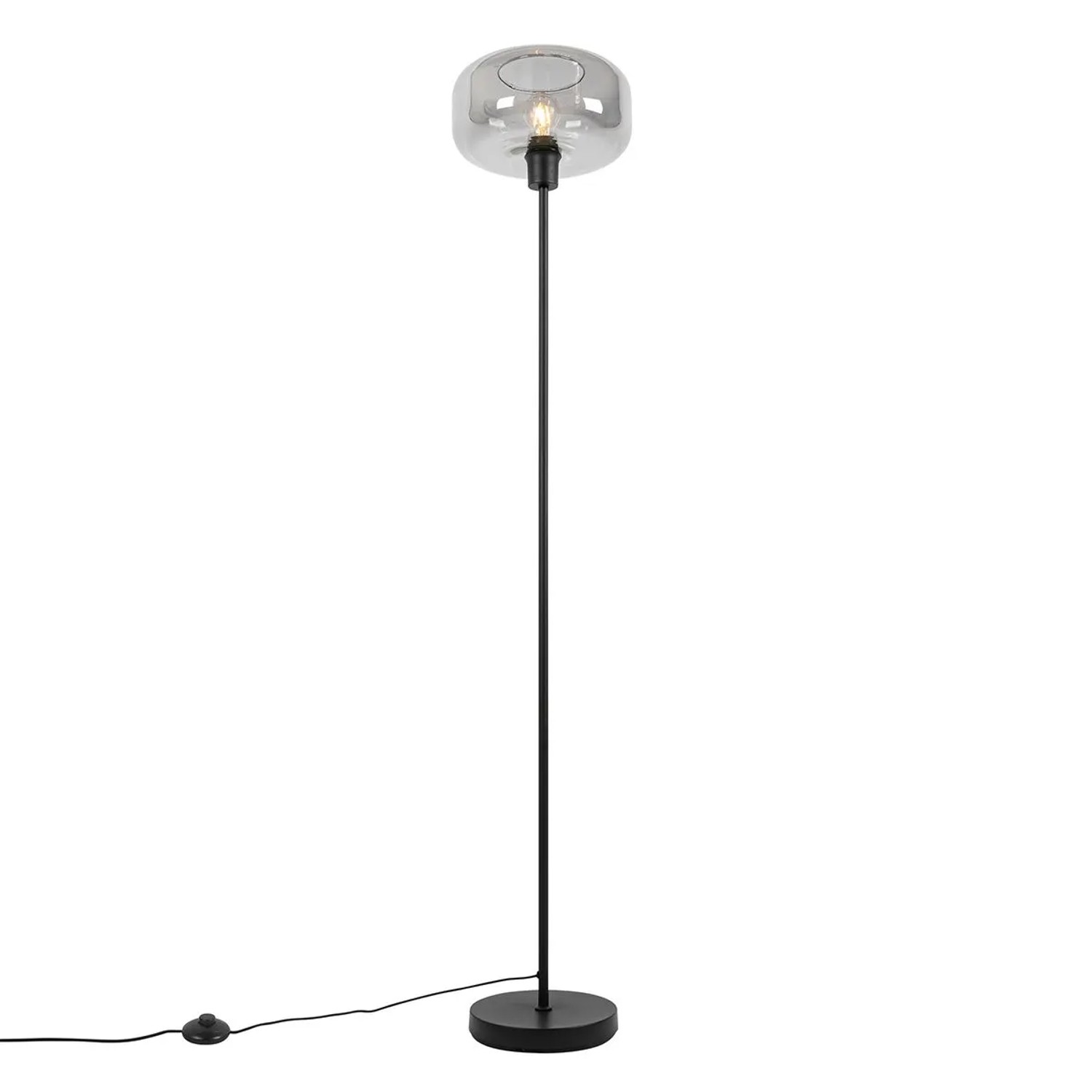QAZQA Art Deco Stehlampe Schwarz mit Rauchglas Bizle_8