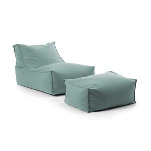 mokebo Outdoor Sitzsack mit Hocker Sundowner in Himmelgrau. Gartenmöbel Set für Terrasse und Balkon.