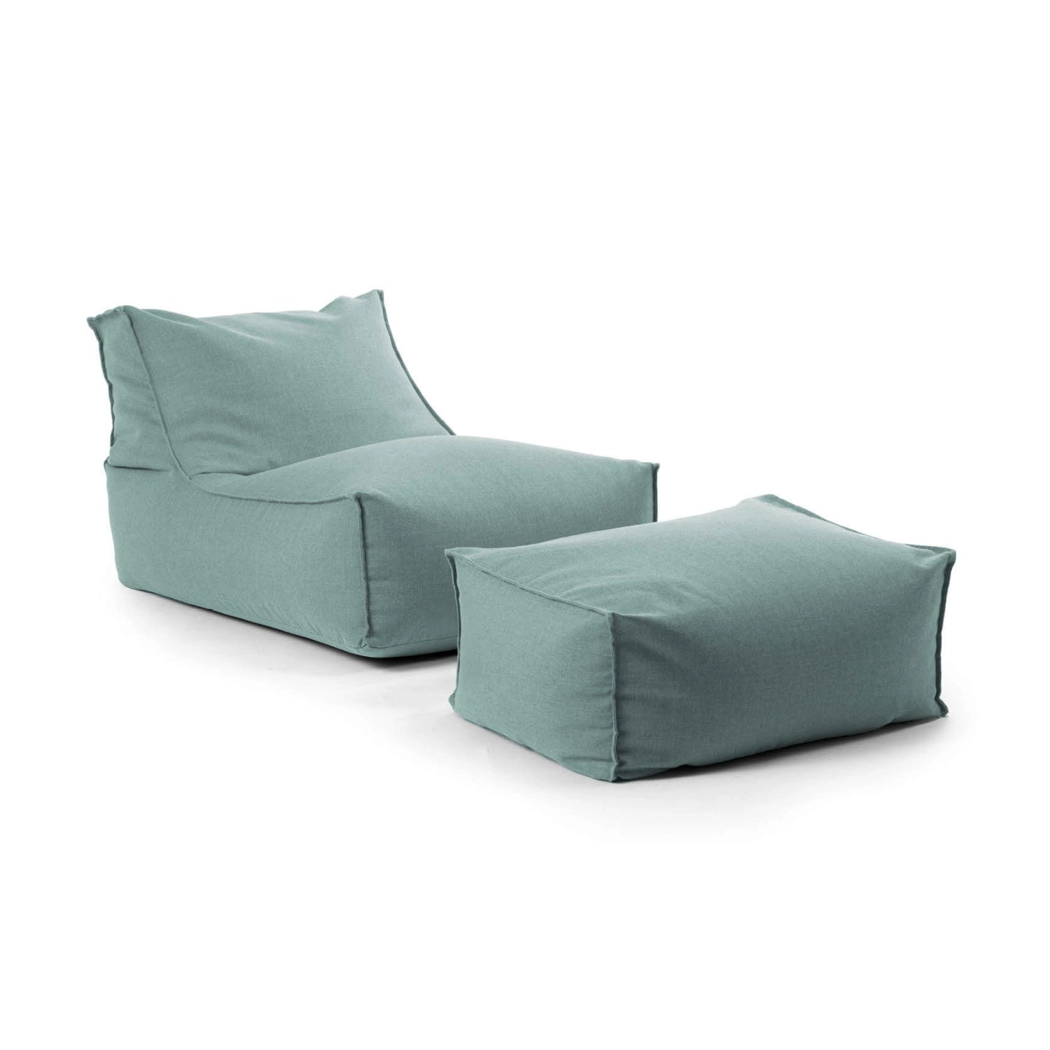 mokebo Outdoor Sitzsack und Pouf Der Sundowner Bean Bag mit Füllung und Hocker in Himmelgrau
