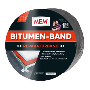 MEM Bitumen-Band Alu, 15cm x 10m, zur Bauabdichtung und Reparatur. Selbstklebend und aluverstärkt.