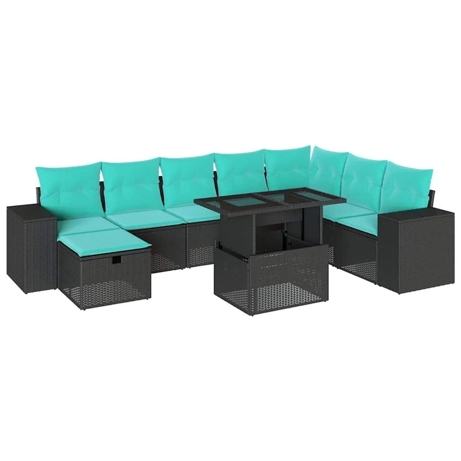 vidaXL 9-Tlg Gartensofa-Set mit Kissen Schwarz Polyrattan 3275347 günstig online kaufen