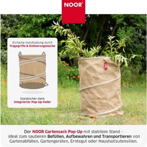 NOOR Gartensack POP-UP Jute - Gartenabfallsack - Natur 160 l