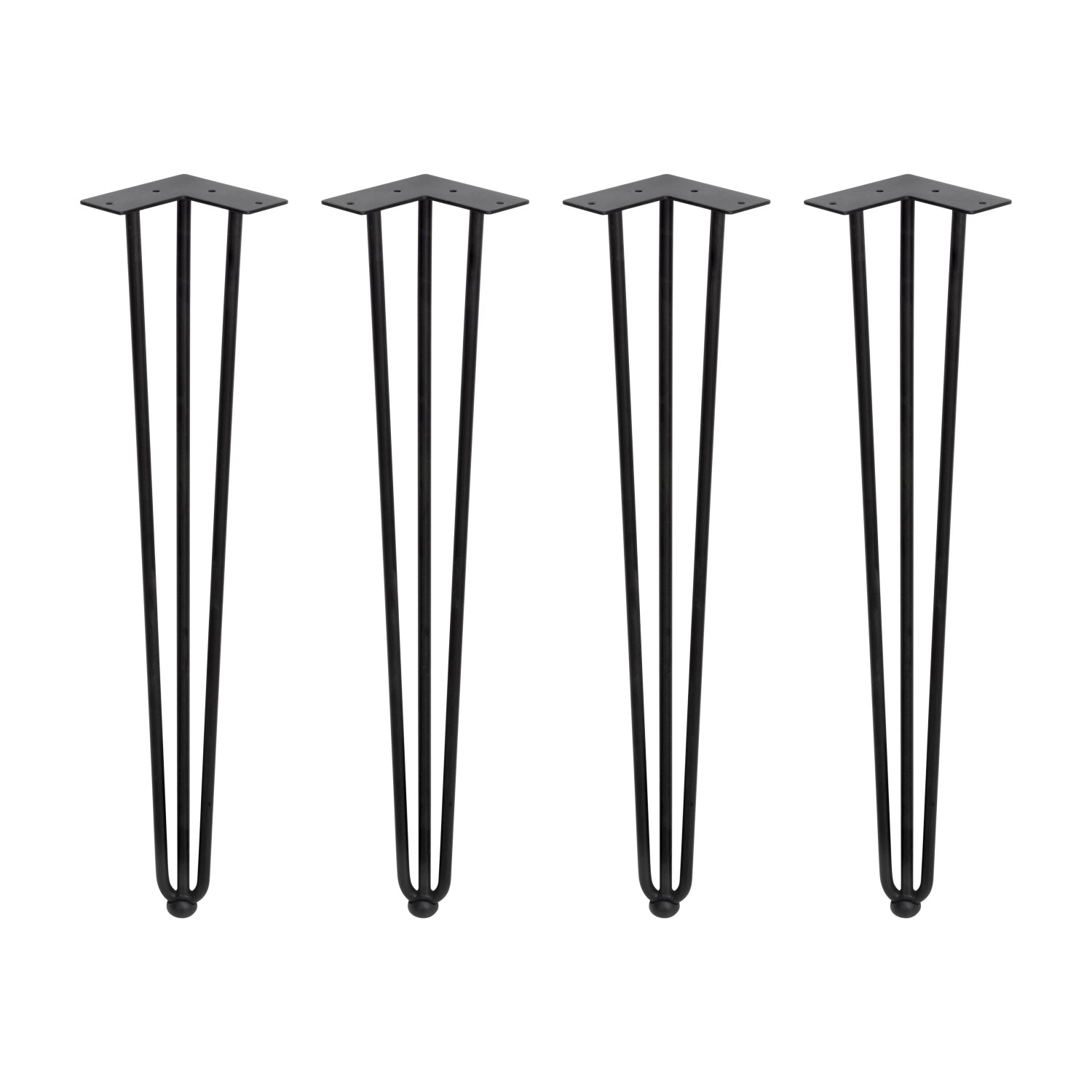 Emuca Lot von 4 Tischbeine mit 3 Stangen Hairpin Höhe 710 mm Stahl Schwarz Lackiert