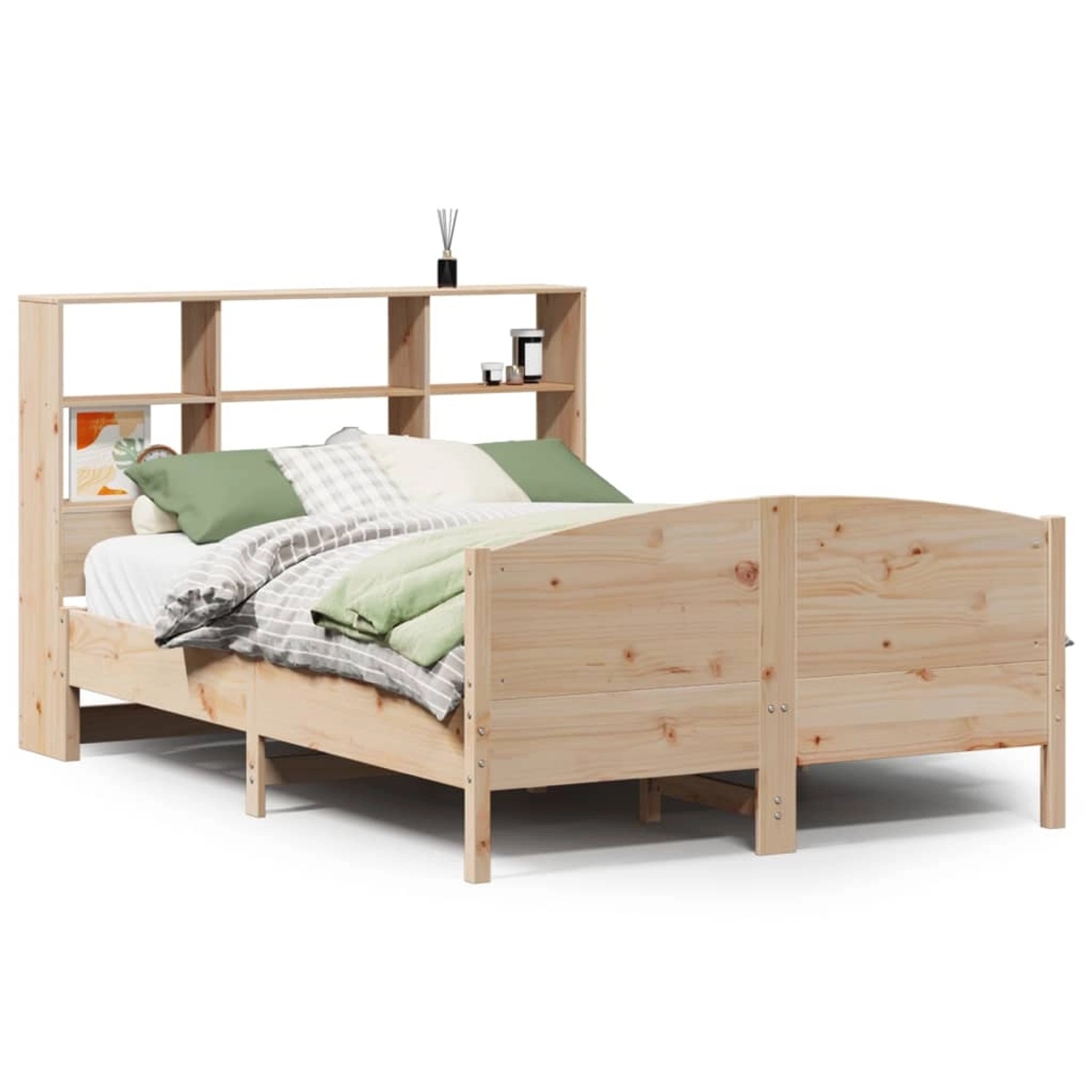 vidaXL Massivholzbett mit Regal ohne Matratze 150x200 cm Kiefer 3323101 günstig online kaufen