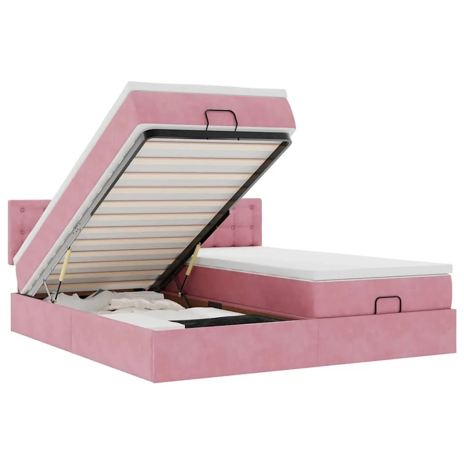 vidaXL Ottoman-Bett mit Matratzen & LEDs Rosa 200x200 cm Samt 3312970