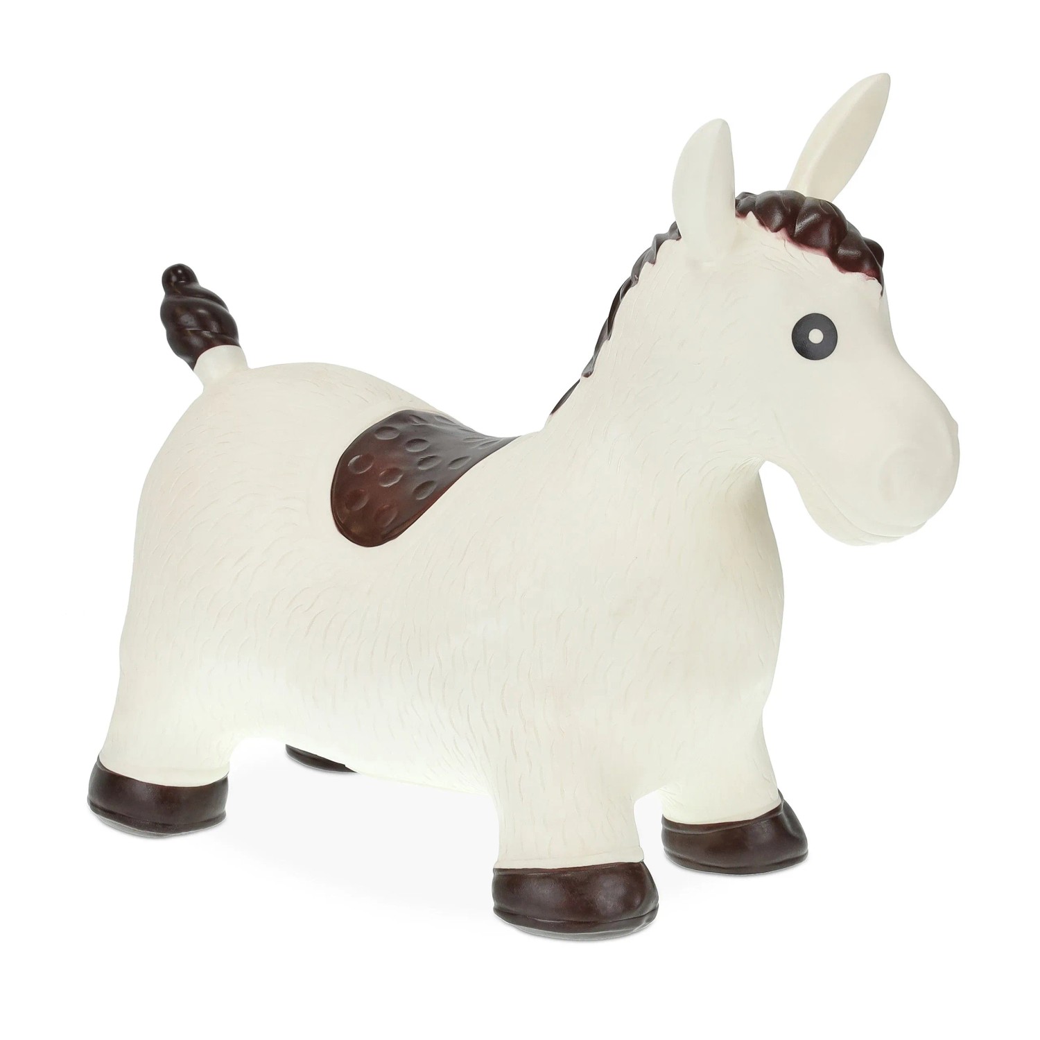 Relaxdays Hüpftier Pferd PVC Weiß Dunkelbraun Rutschhemmend Aufblasbar 46 cm x 25 cm x 53 cm 1,4 kg