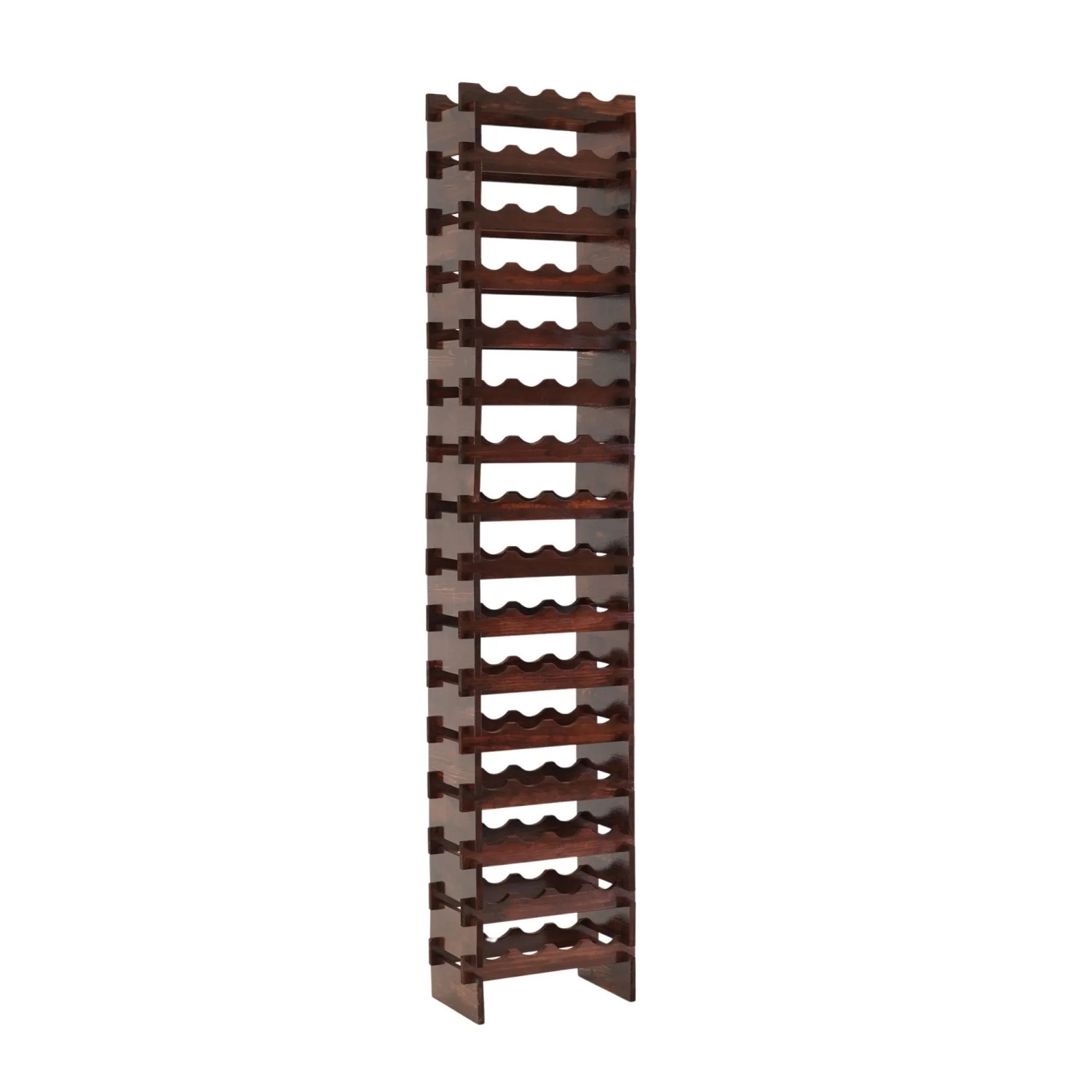 PROREGAL Weinregal NAVARRA Aus Holz 219x46x28cm 64 Flaschen Auf 16 Ebenen Schmal Flaschenregal Freistehend Massives Kiefernholz Braun Geölt