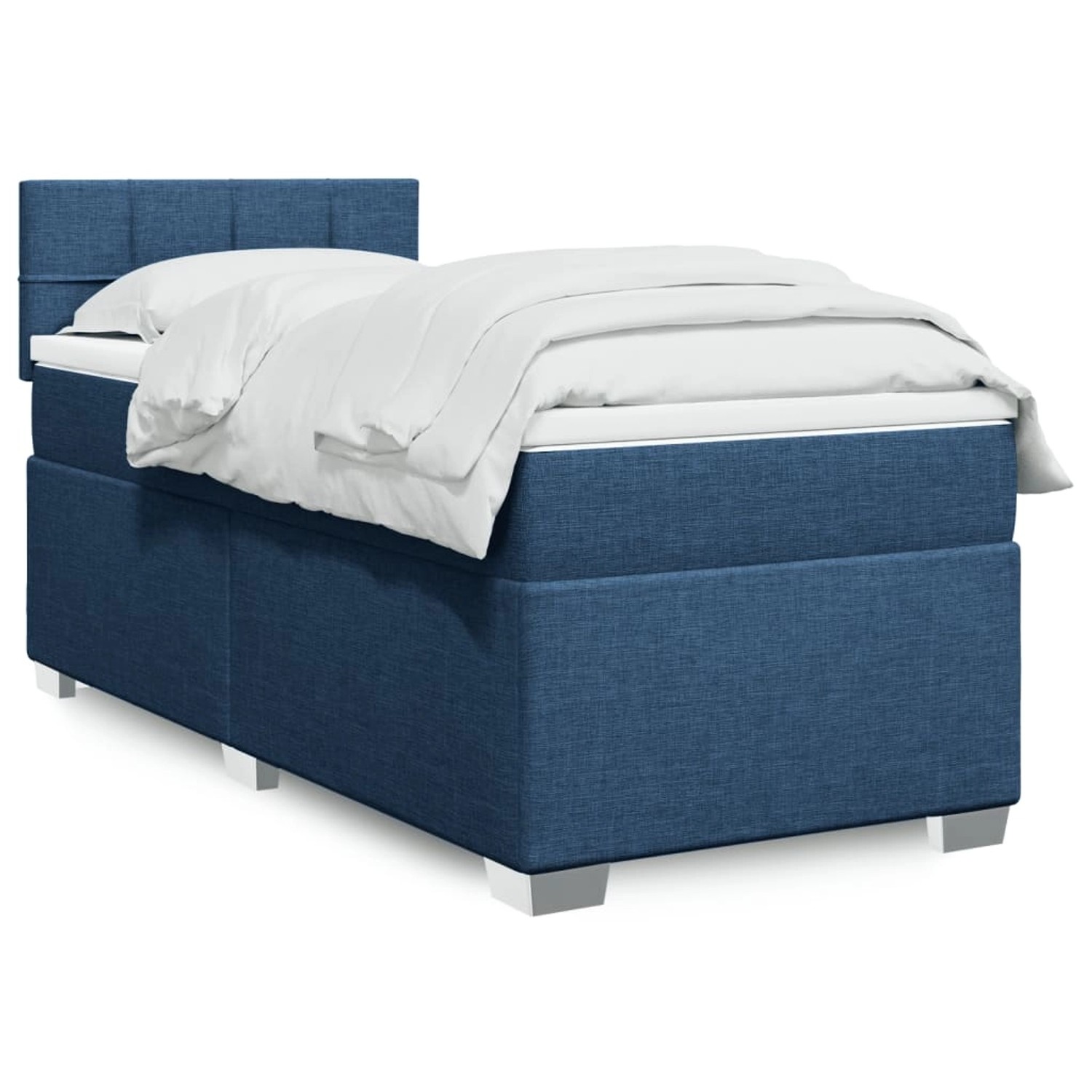 vidaXL Boxspringbett mit Matratze Blau 90x200 cm Stoff 3288077 günstig online kaufen