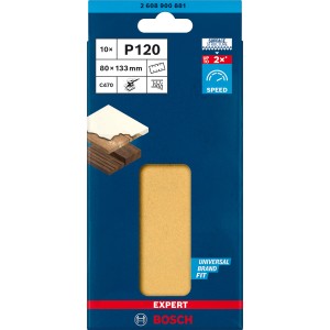 Bosch Expert Schleifblatt C470, 80x133mm, K120, 10 Stück, für Schwingschleifer.