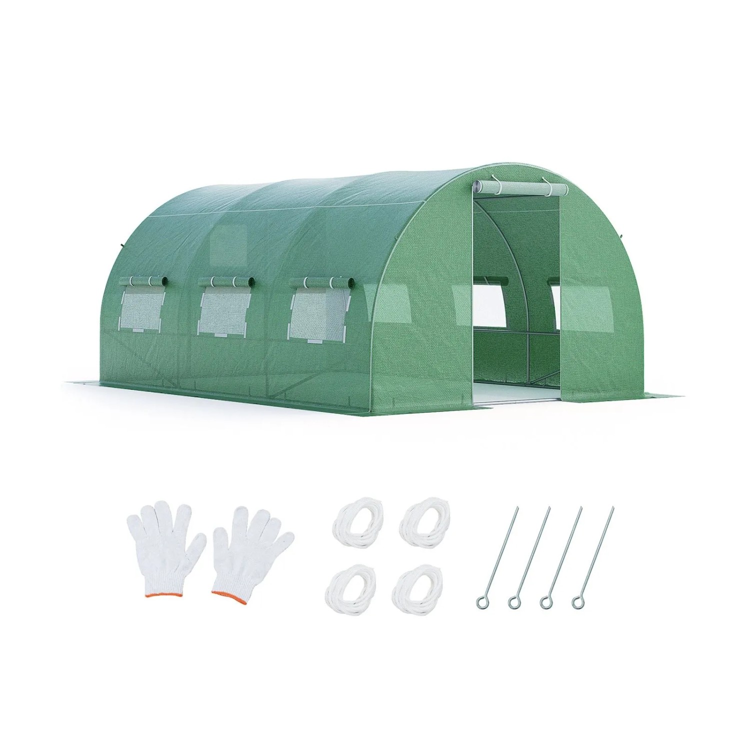 Costway 12m² Gewächshaus mit 6 Netzfenstern & 2 Reißverschlusstüren