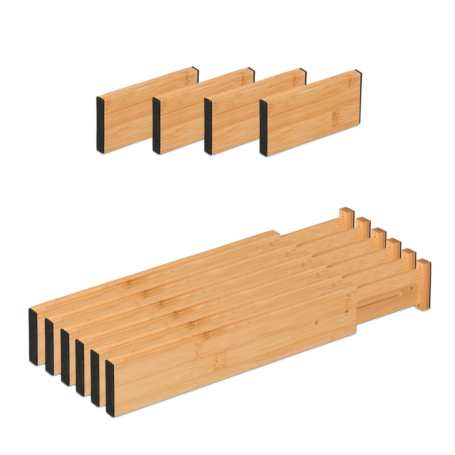 Relaxdays Schubladentrenner Bambus Natur Verstellbar 34 bis 44 cm x 6 cm x 2 cm