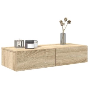 vidaXL Wandregal mit Schubladen Sonoma-Eiche 80x33x17 cm Holzwerkstoff 859979