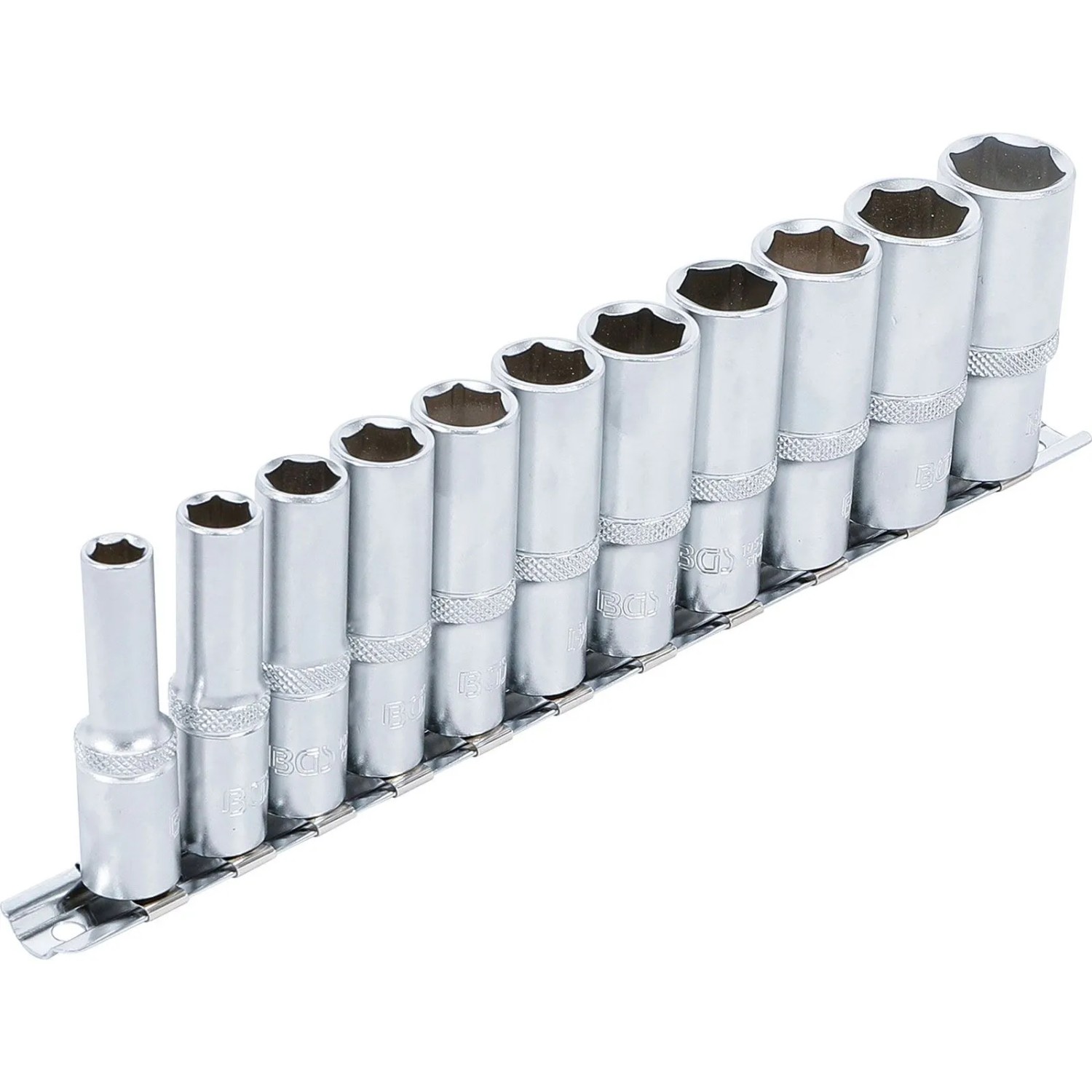 BGS Steckschlüssel Einsatz Satz Sechskant Tief Antrieb Innenvierkant 10 Mm  3 8 Zoll  SW 8 19 Mm 11Tlg  2222
