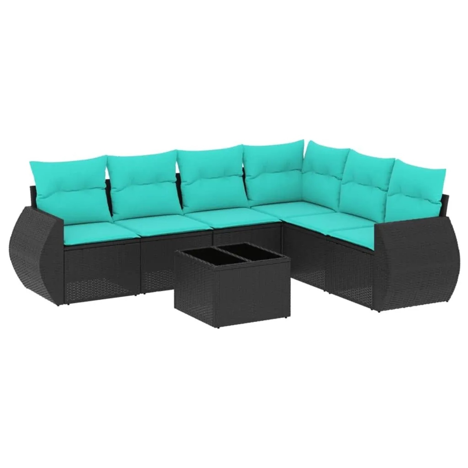 vidaXL 7-Tlg Gartensofa-Set mit Kissen Schwarz Polyrattan 3221416 günstig online kaufen
