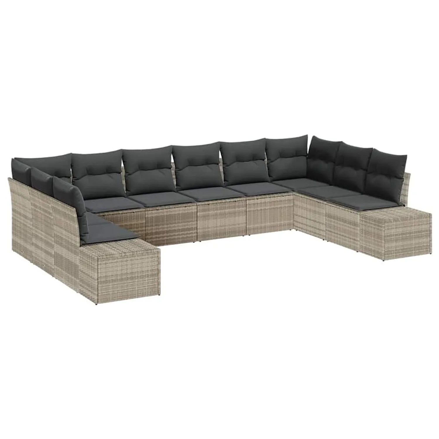 vidaXL Gartensofa-set mit Kissen 10-Tlg Hellgrau Poly-Rattan 3355911 günstig online kaufen