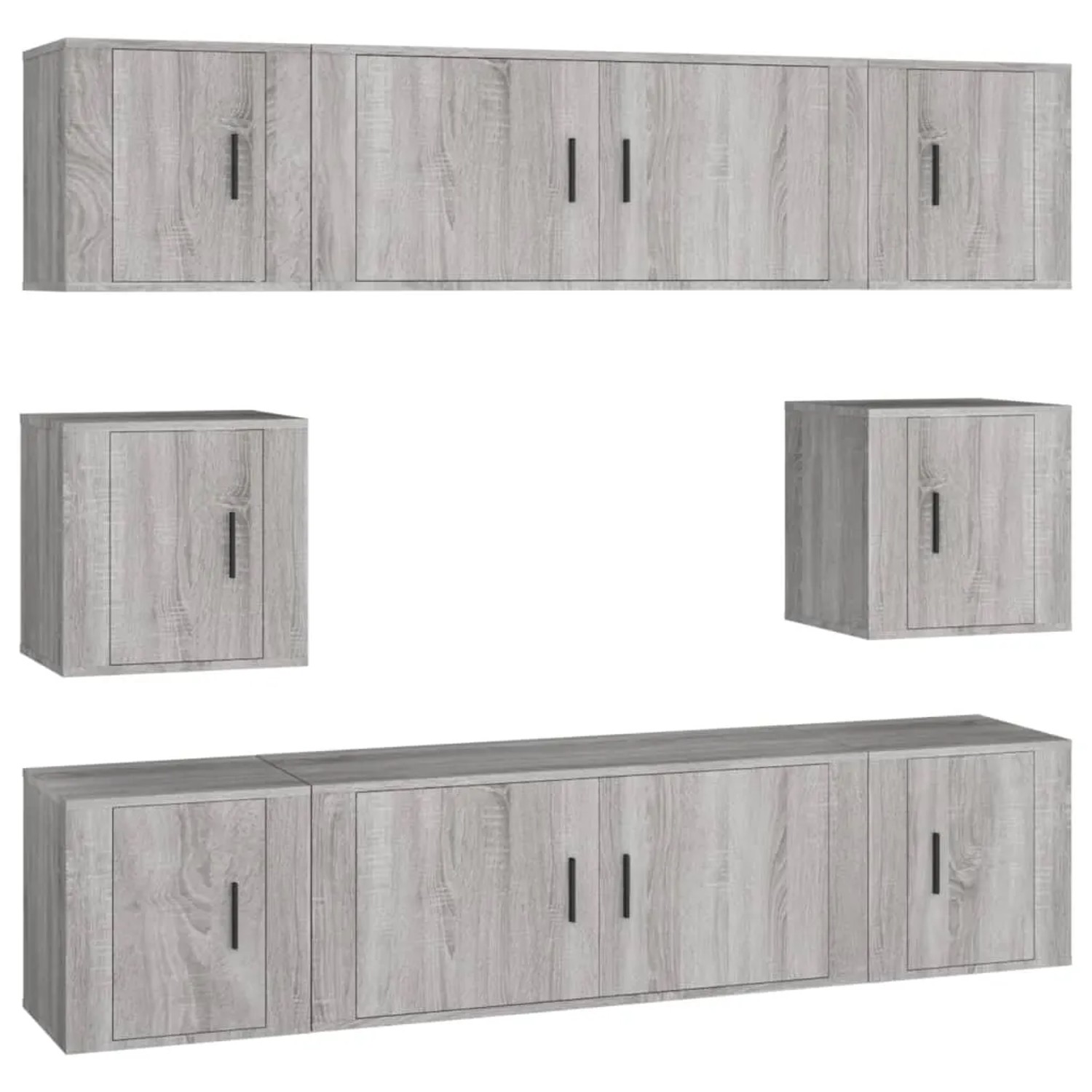 vidaXL 8-Tlg TV-Schrank-Set Grau Sonoma Holzwerkstoff 3188676