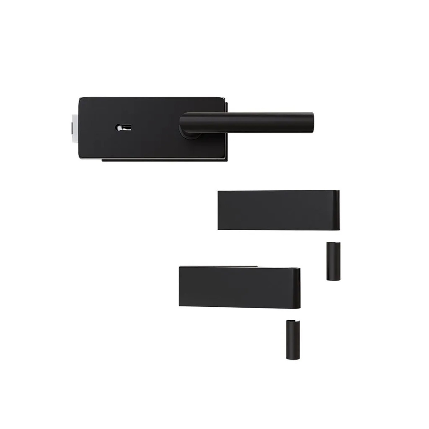 Hansaglas Glastürbeschlag Studio Buntbartschloss Eckig Glastür Beschlag-Set Schwarz