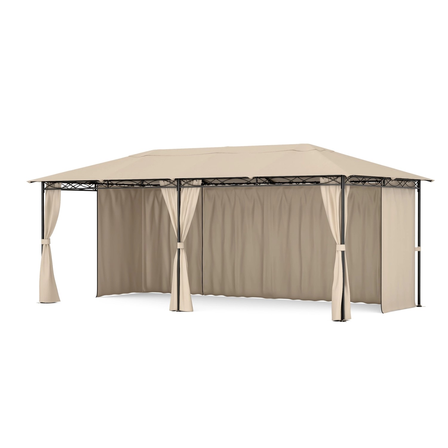 Blumfeldt Mondo 3x6 m Pavillon mit Metallrahmen und 4 Seitenwänden Beige günstig online kaufen