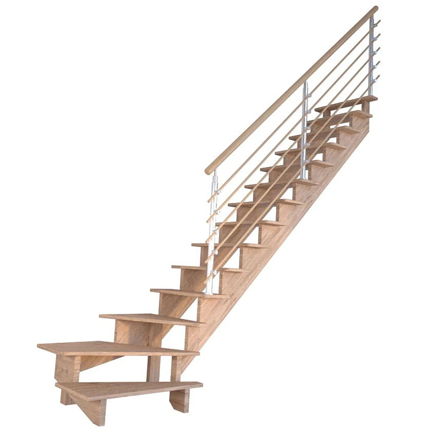 Treppe Lindos Pro Eiche Gew. R 80 cm Design-Geländer-Holzstäbe FSC® günstig online kaufen