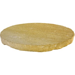 Runder Naturstein-Trittstein in Gold-Braun, Ø 30 cm. Ideal für Gartenwege.