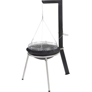 Schwenkgrill Whitby: Holzkohlegrill mit gusseiserner Feuerschale und verchromtem Grillrost.