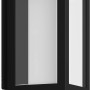 Schwarze Philips Hue Impress Wandleuchte für den Außenbereich mit warmweißem Licht.