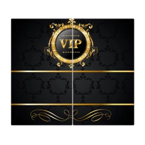 Banjado 2-teilige Herdabdeckplatte aus Glas mit VIP-Motiv, auch als Schneidebrett nutzbar.