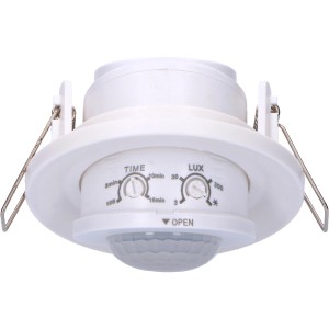 Weißer LED's light Einbau-Deckensensor PIR mit Halogen, 360° Erfassungswinkel, IP20.