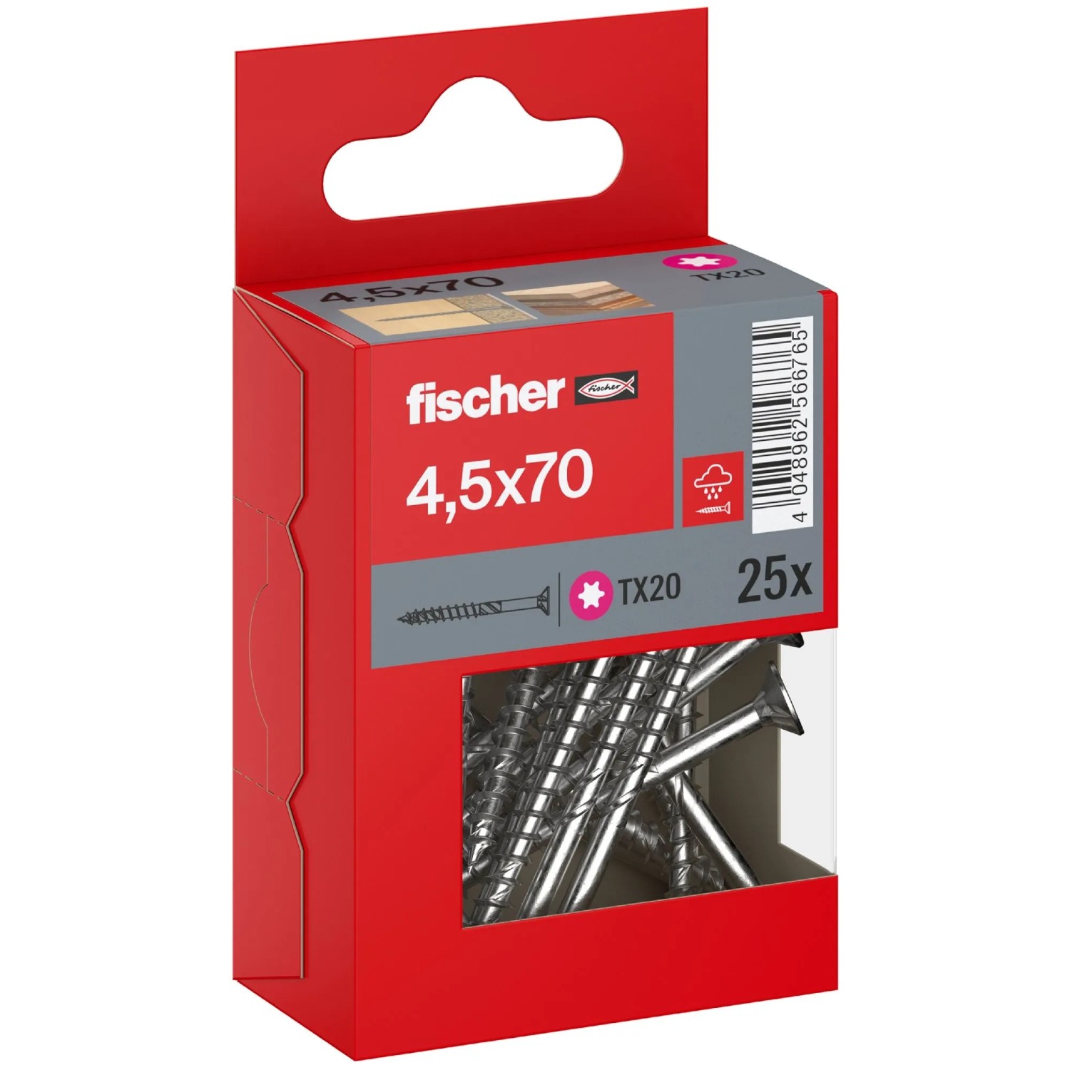 Fischer Schraube PowerFast II A2 Senkkopf TX Teilgewinde Ø 4,5 x 70 mm 25 Stk
